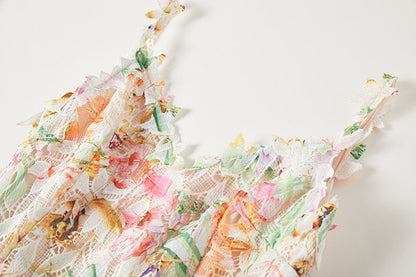 French Style Floral Lace Midi Dress