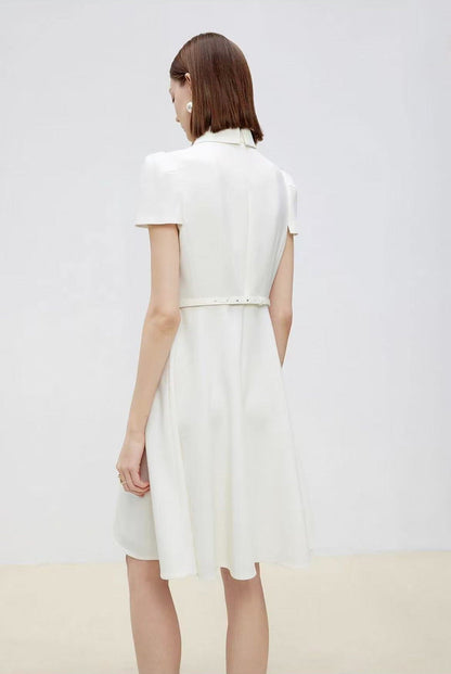 Ivory Midi Dress with Polo Collar