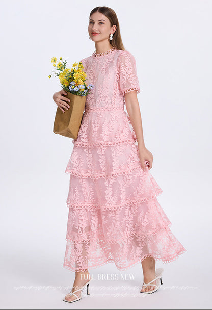 Embroidered Ruffle Tiered Maxi Dress
