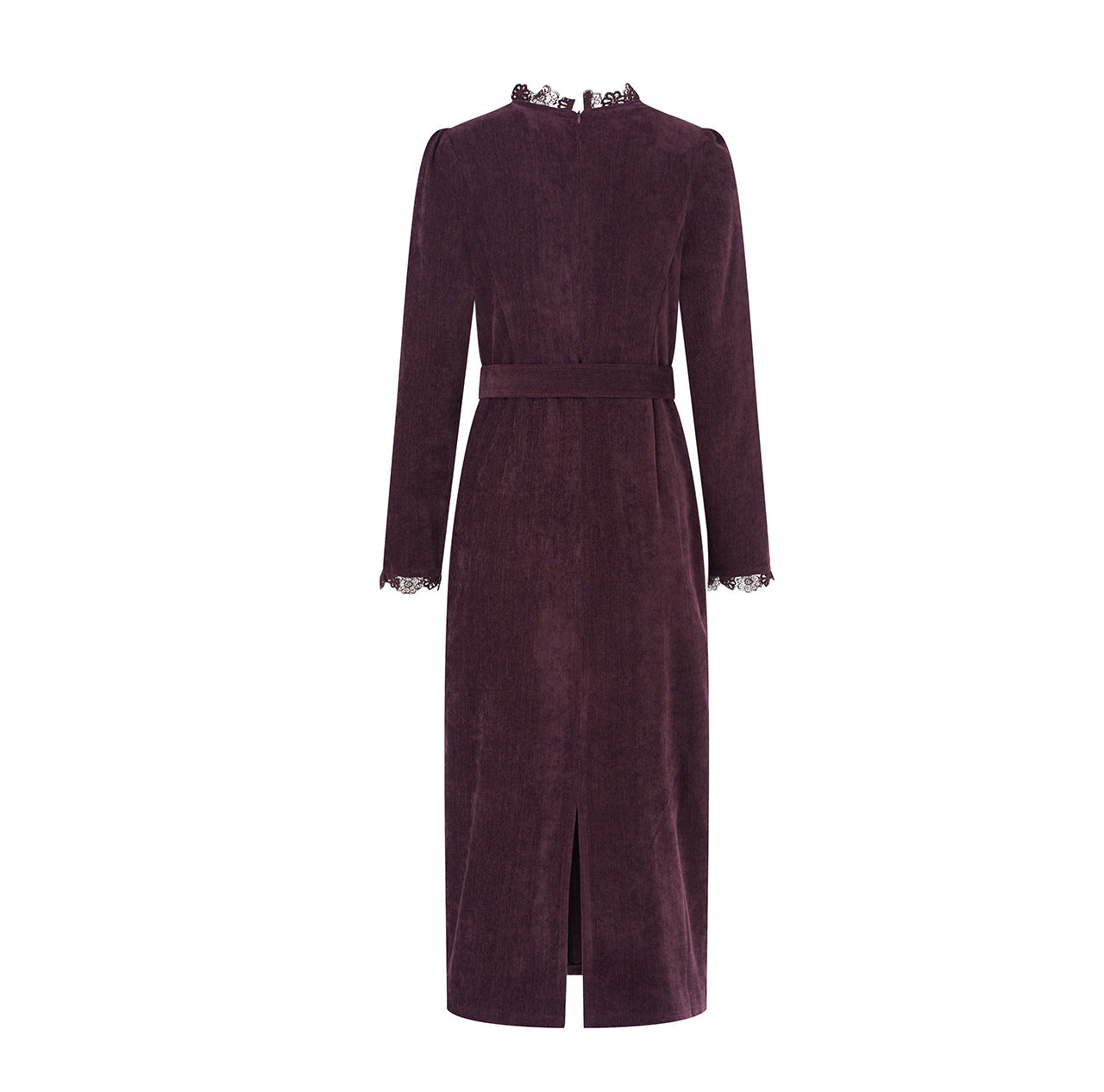 Cherry Plum Embroidered Chenille Midi Dress