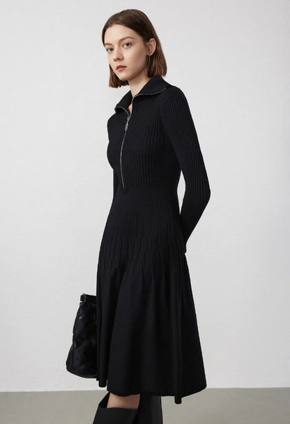 Collared Slim Fit Knit Dress