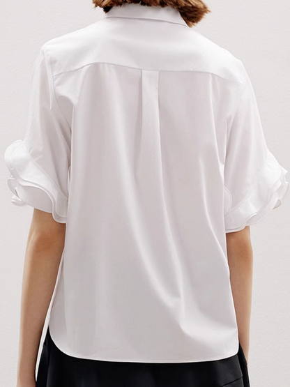 Rose Sleeve White Blouse