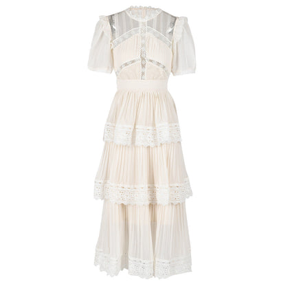 Layered Lace Embroidered Tea Dress
