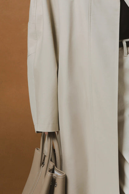 Draped Double-Breasted Tencel Trench Coat