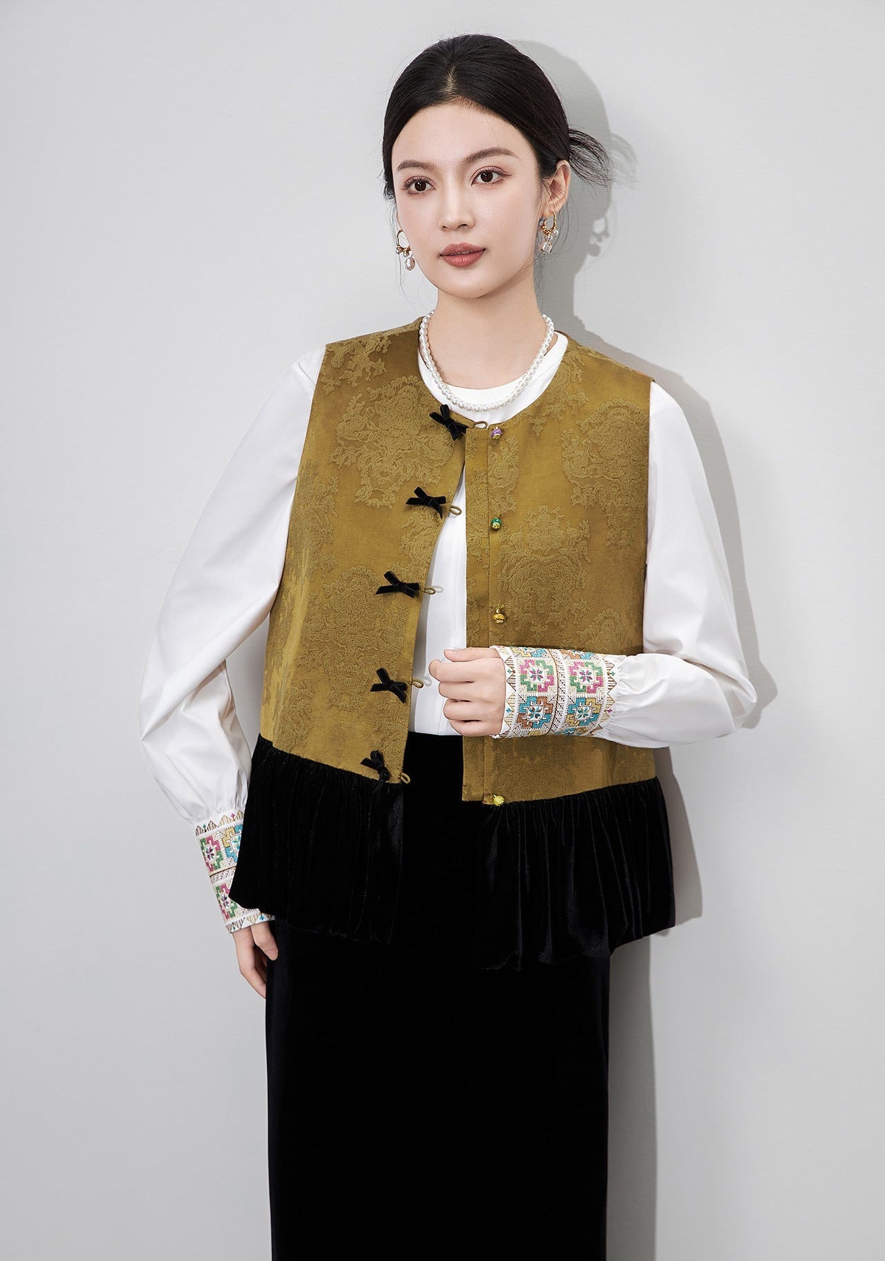 Jacquard Velvet Vest Jacket