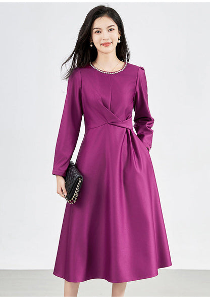 Shimmer Texture Mid-Waist Premium Midi Dress