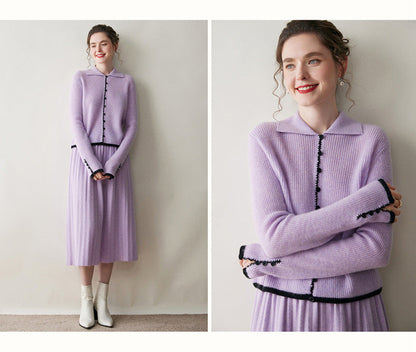 Color-Block Cashmere Cardigan