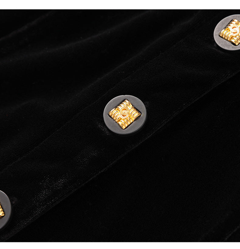 Velvet Contrast French Bow-Tie Slimming Blouse