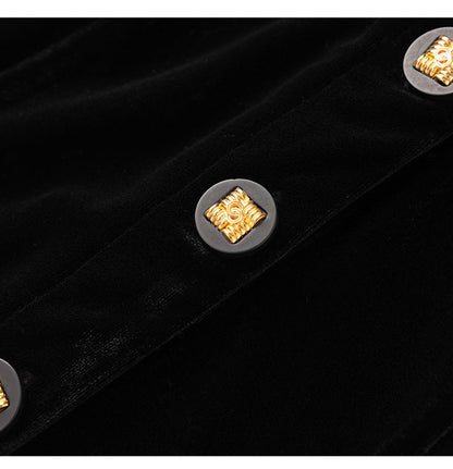 Velvet Contrast French Bow-Tie Slimming Blouse