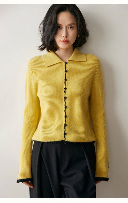 Color-Block Cashmere Cardigan