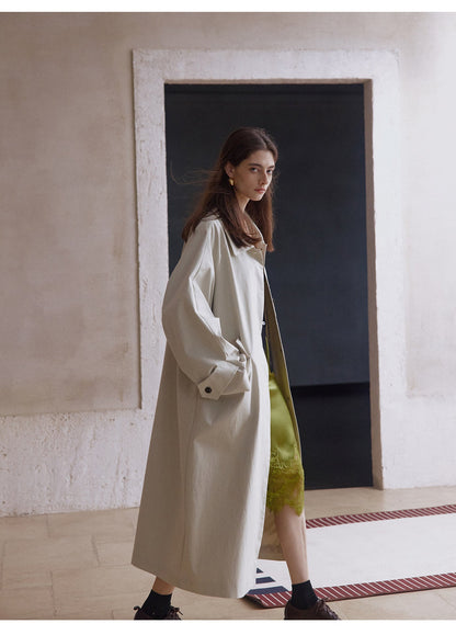 Minimalist Cotton-Blend Long Trench Coat