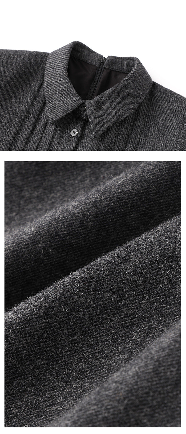 Wool-Blend Herringbone A-Line French Dress