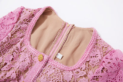 Hollow Lace Midi Dress