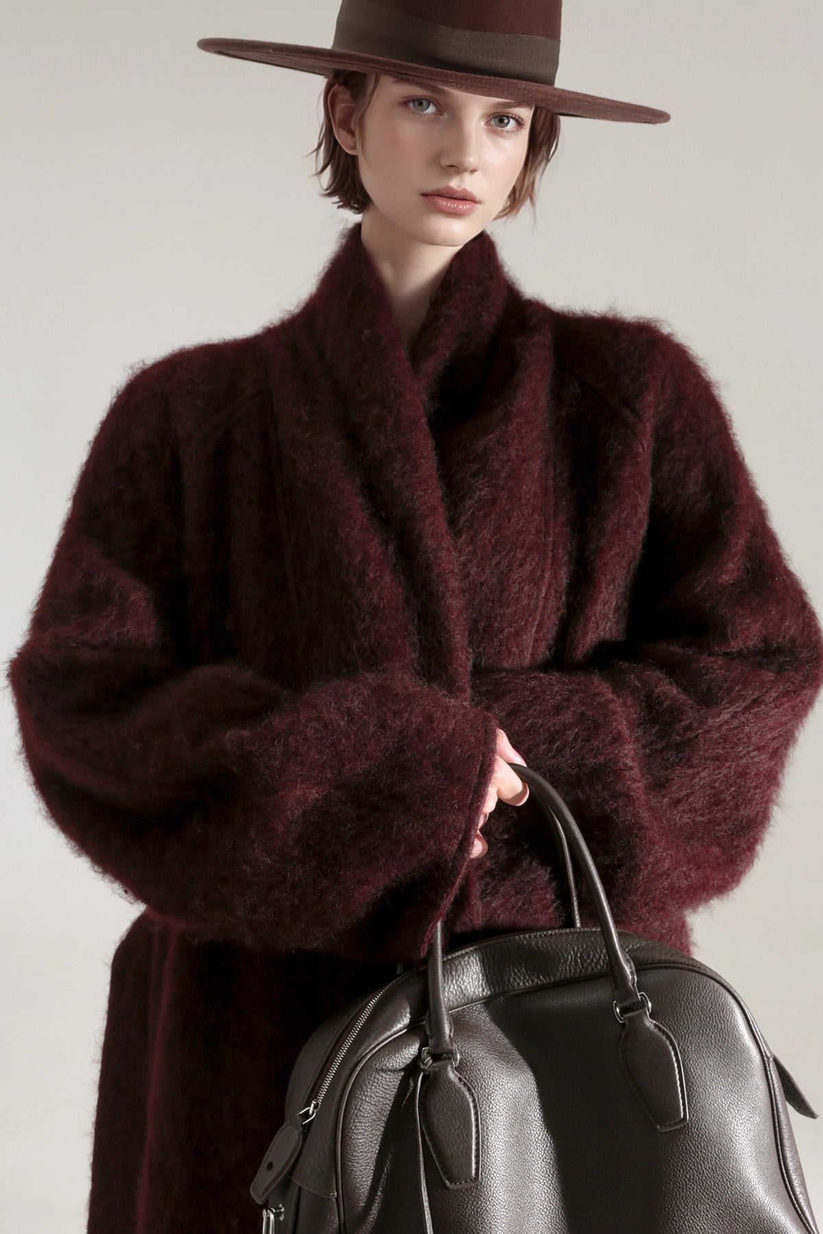 Luxury Tibetan Yak Wool Knit Coat – Belted Relaxed Fit