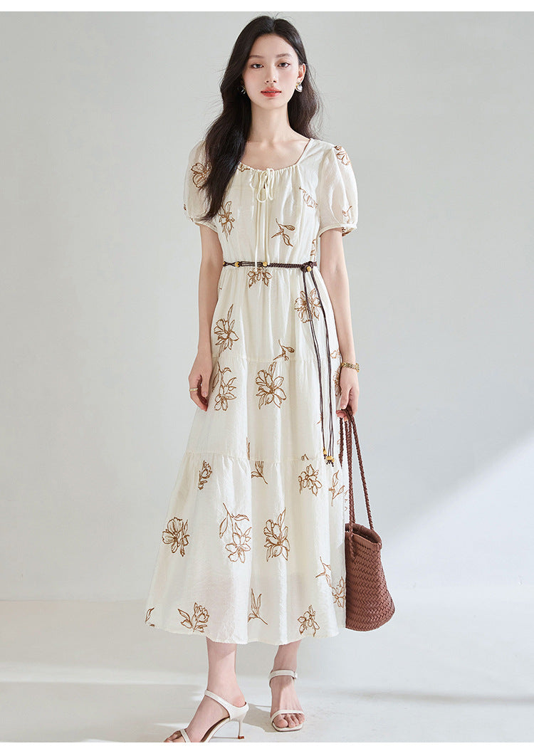 Seraphina Embroidered Square Neck Midi Dress