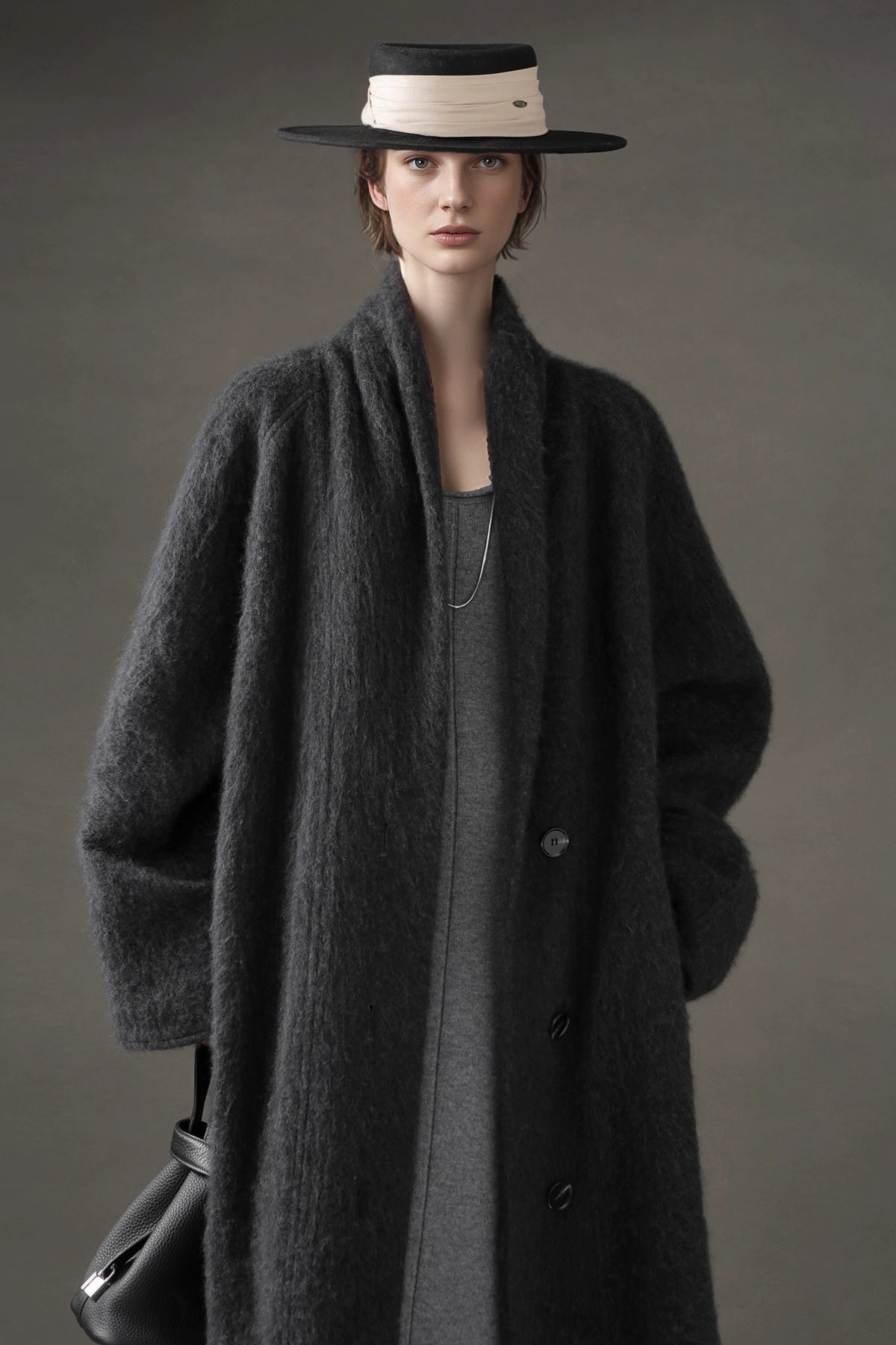 Luxury Tibetan Yak Wool Knit Coat – Belted Relaxed Fit
