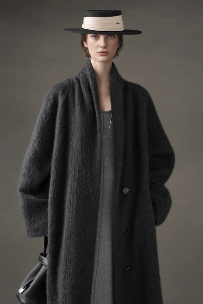 Luxury Tibetan Yak Wool Knit Coat – Belted Relaxed Fit