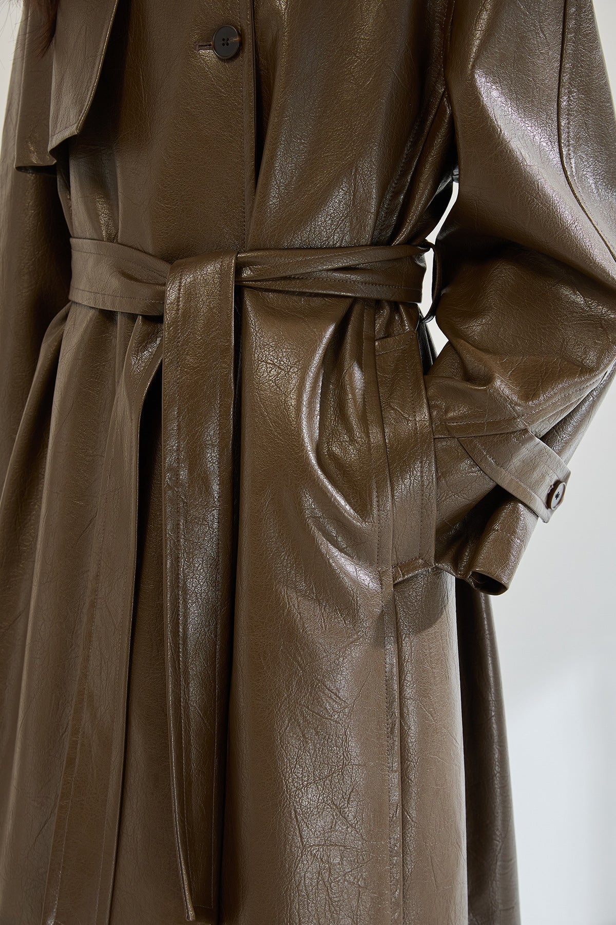 Retro Long Faux Leather Coat