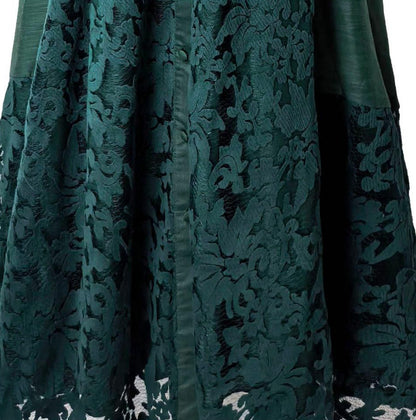 Lace Collar Lantern Sleeve Midi Dress