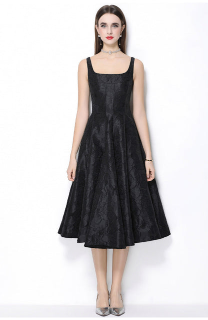 Rosé Lumière Jacquard Strap Maxi Dress