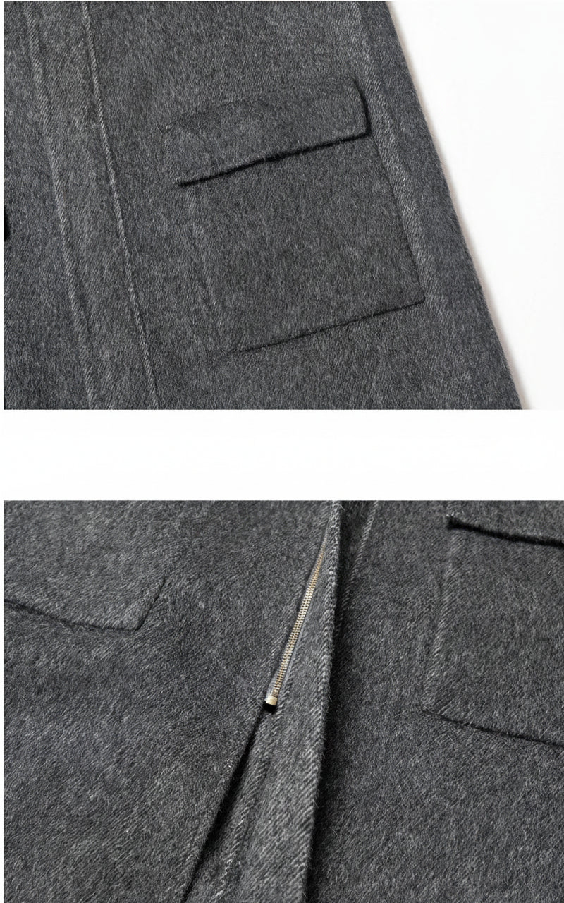 100% Wool Long Zip Coat – Timeless Warmth and Refined Simplicity