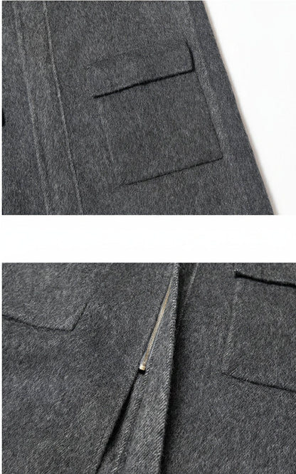 100% Wool Long Zip Coat – Timeless Warmth and Refined Simplicity