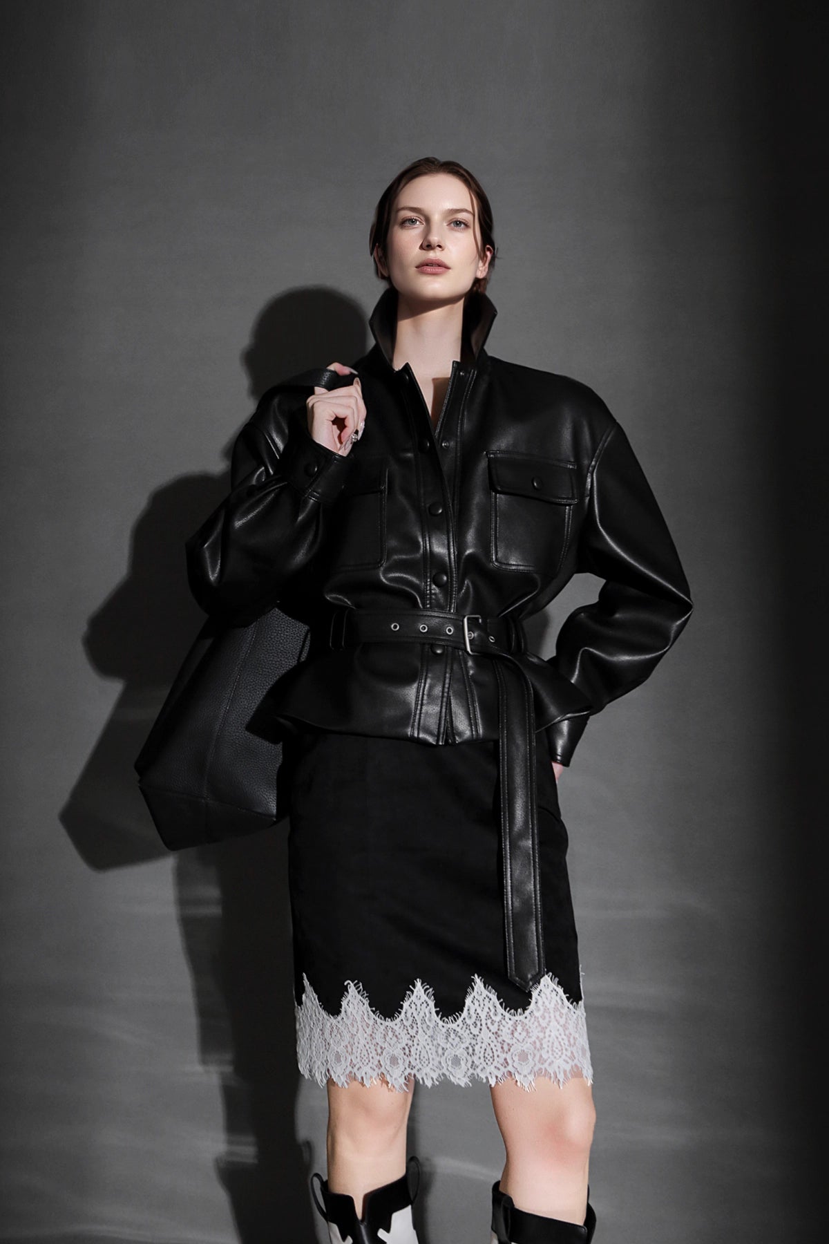 Polo Collar Genuine Lamb Leather Jacket