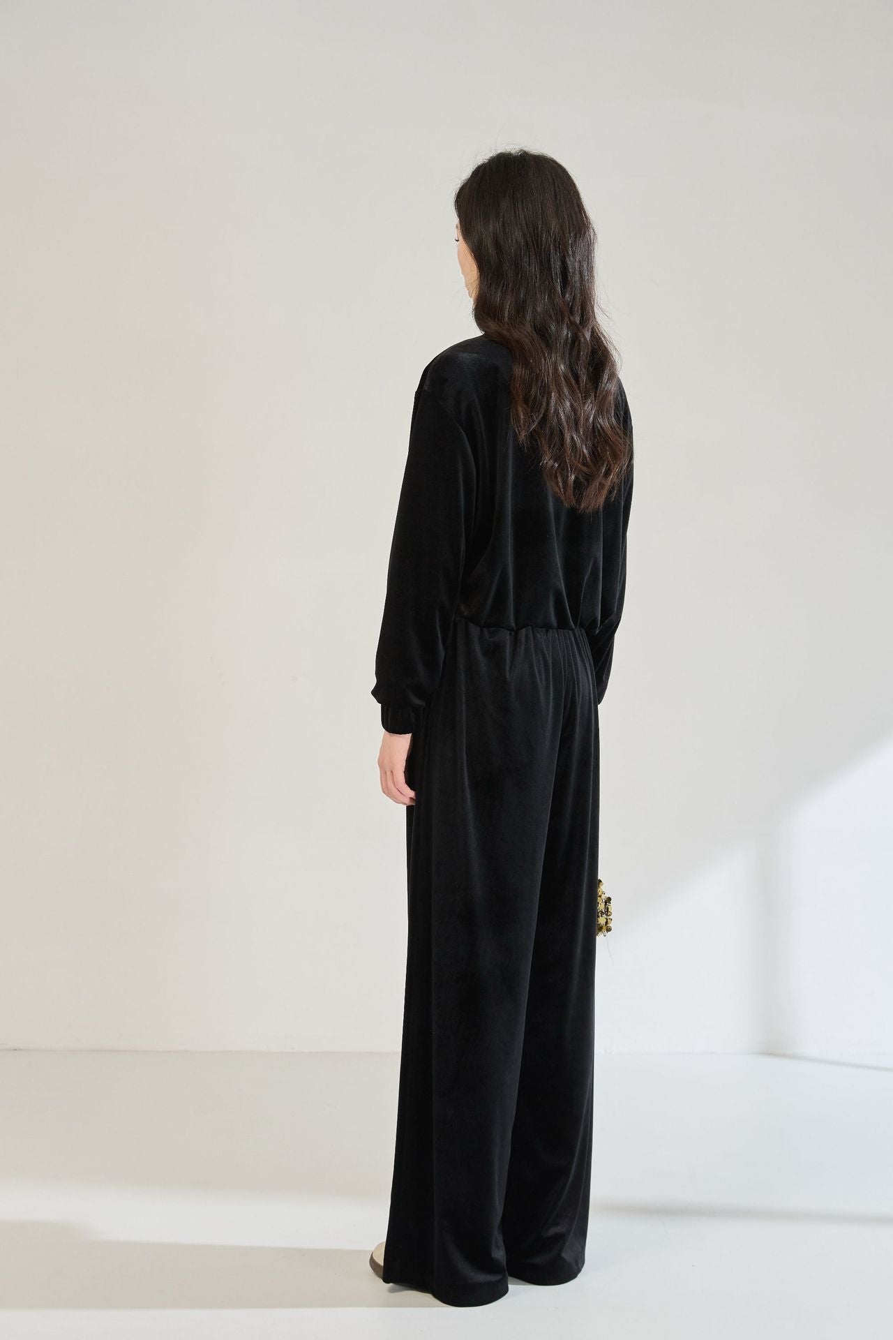 Velvet Pilot Jacket & Wide-Leg Pants Set