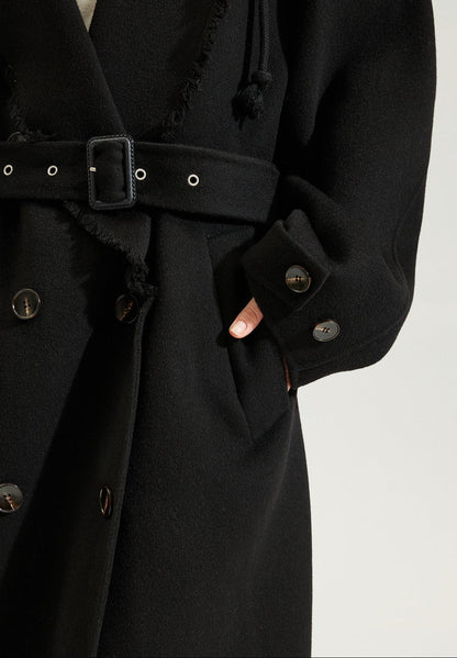 Wool Long Hooded Oversized Coat