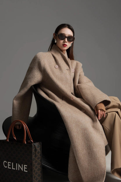 Alpaca Wool Double-Collar Coat