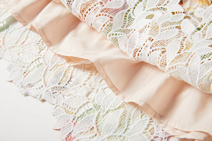 French Style Floral Lace Midi Dress