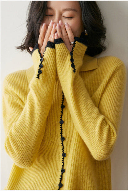 Color-Block Cashmere Cardigan