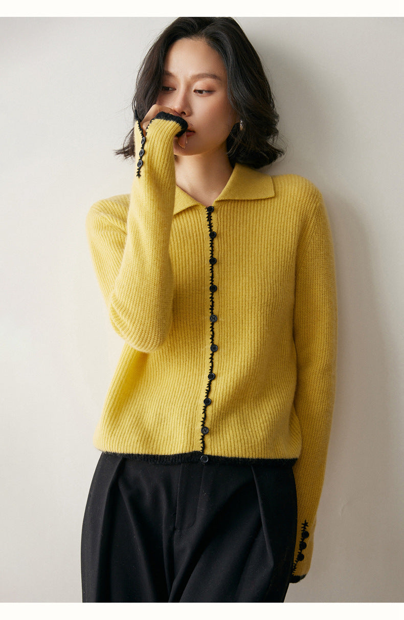 Color-Block Cashmere Cardigan
