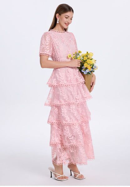 Embroidered Ruffle Tiered Maxi Dress