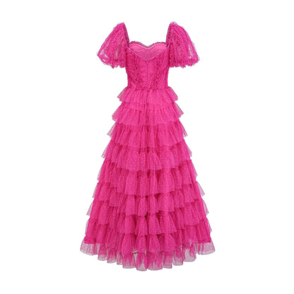 Polka Dot High-Waist Slit Maxi Dress