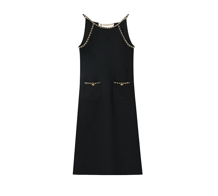 Noir Chain Strap Midi Dress