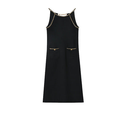 Noir Chain Strap Midi Dress