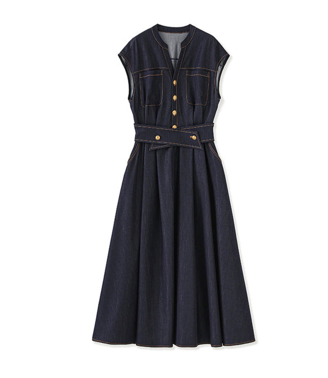 Silken Touch Cotton Denim Midi Dress