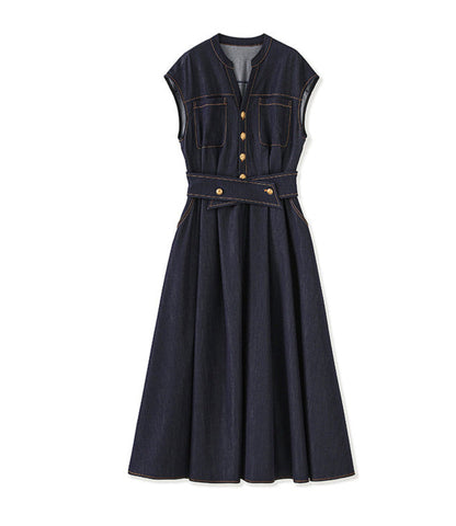 Silken Touch Cotton Denim Midi Dress