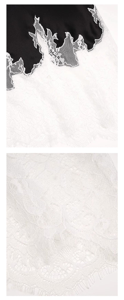 Lace-Trimmed Acetate Satin Maxi Skirt