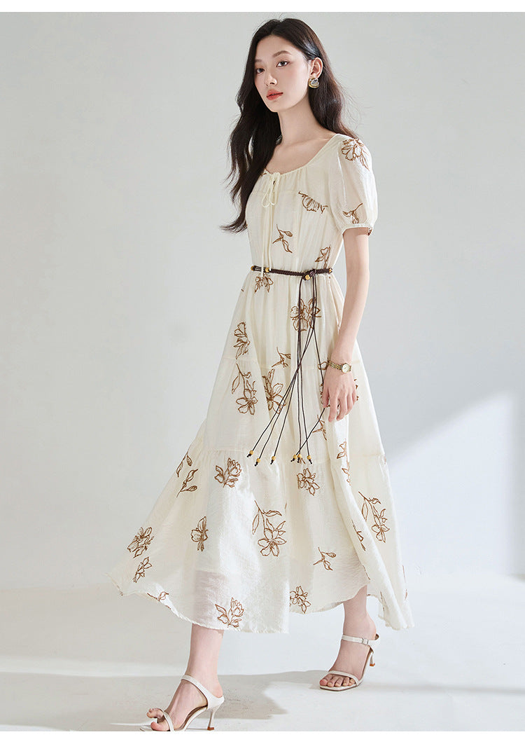 Seraphina Embroidered Square Neck Midi Dress