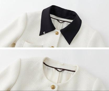 Wool Blend White Cropped Coat