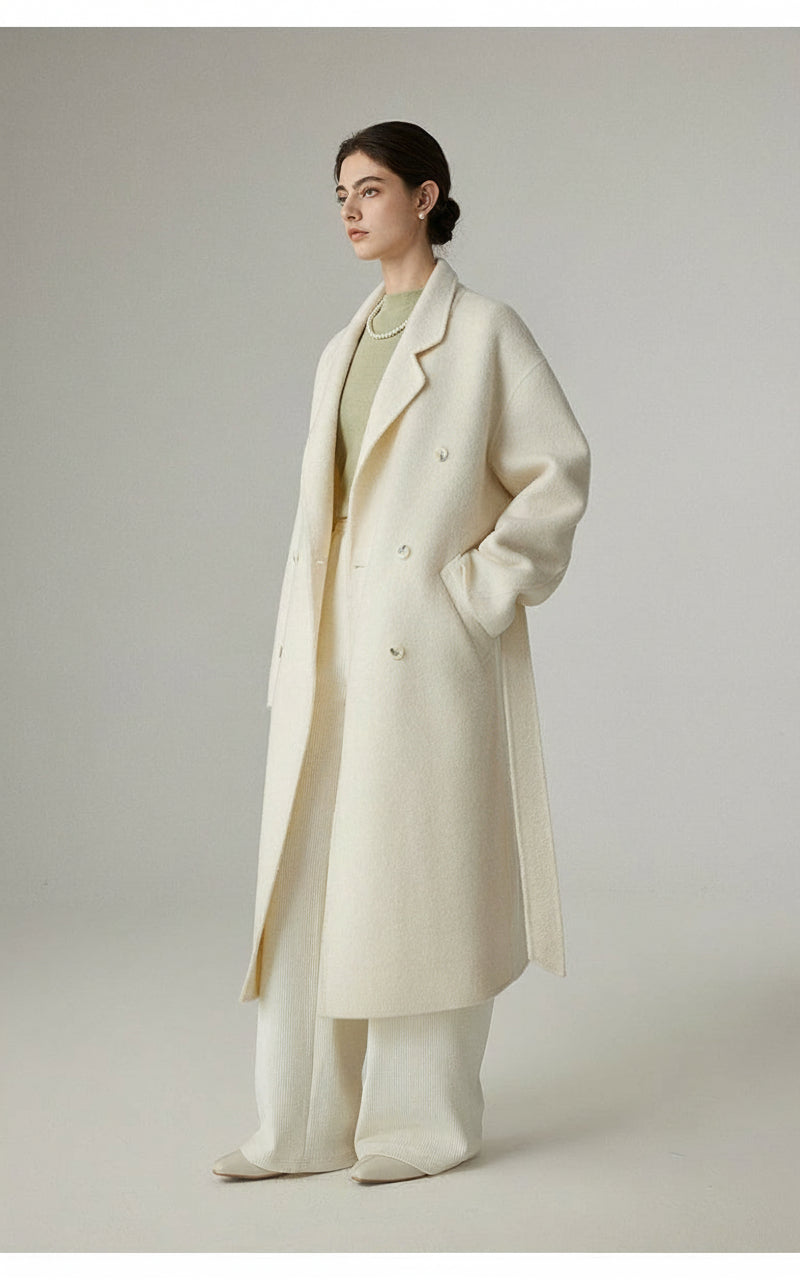 Reversible Pure Wool Minimal Long Coat