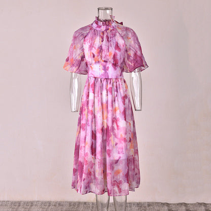 "Sea of Flowers" Backless Midi Dress – Romantic Vintage Charm