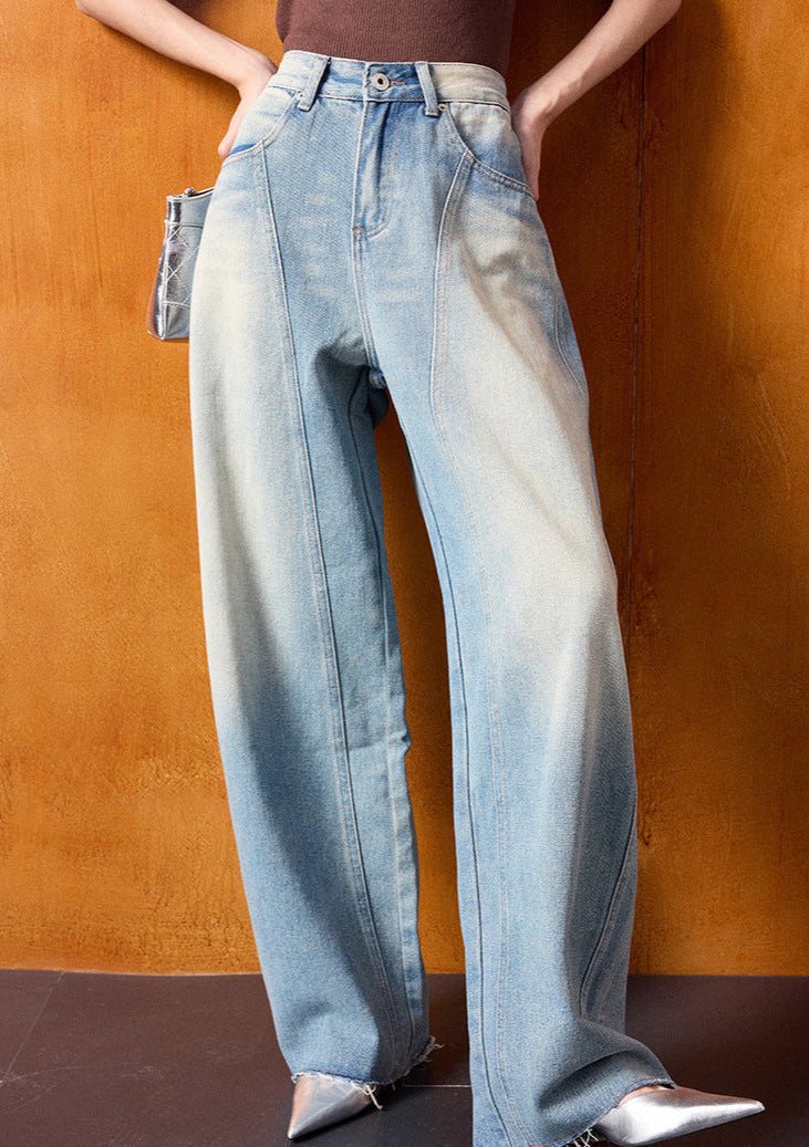 High-Waist Wide-Leg Retro Denim Pants