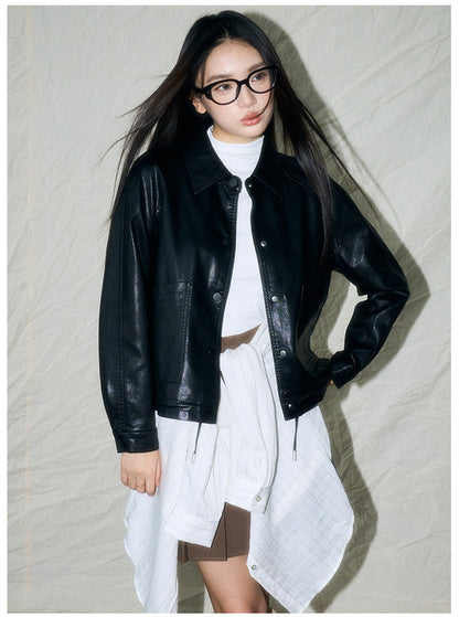Ruched Retro Moto-Style Jacket