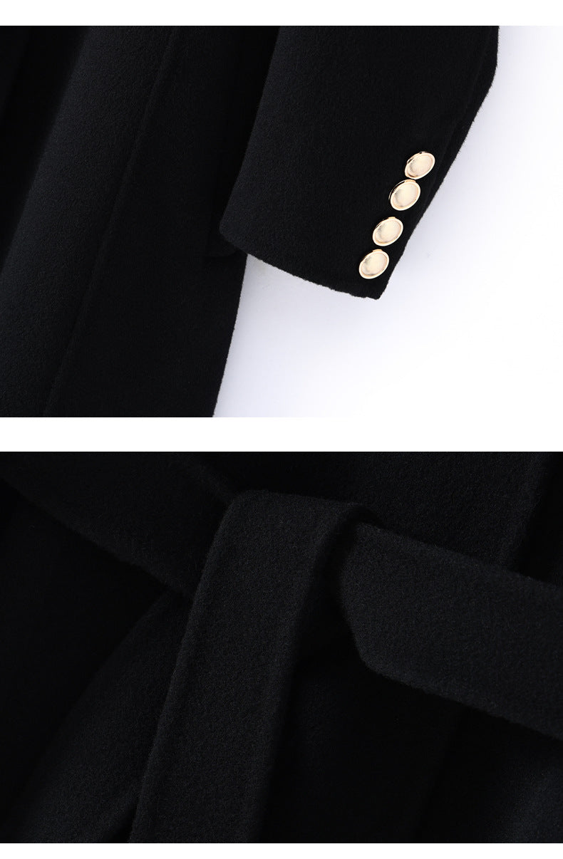 Hepburn Wool Coat with Detachable Shawl – Double-Faced 100% Wool