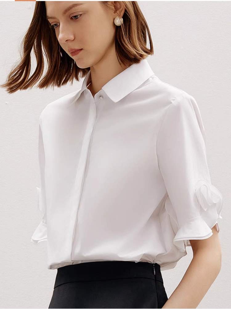 Rose Sleeve White Blouse