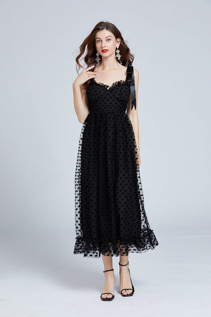 Love Dots Ruffled Maxi Dress – Adjustable Straps