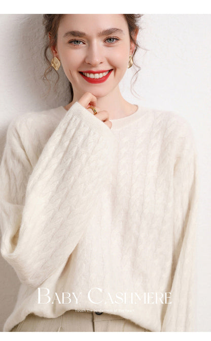 Cashmere-Blend Oversized Twist Knit Sweater